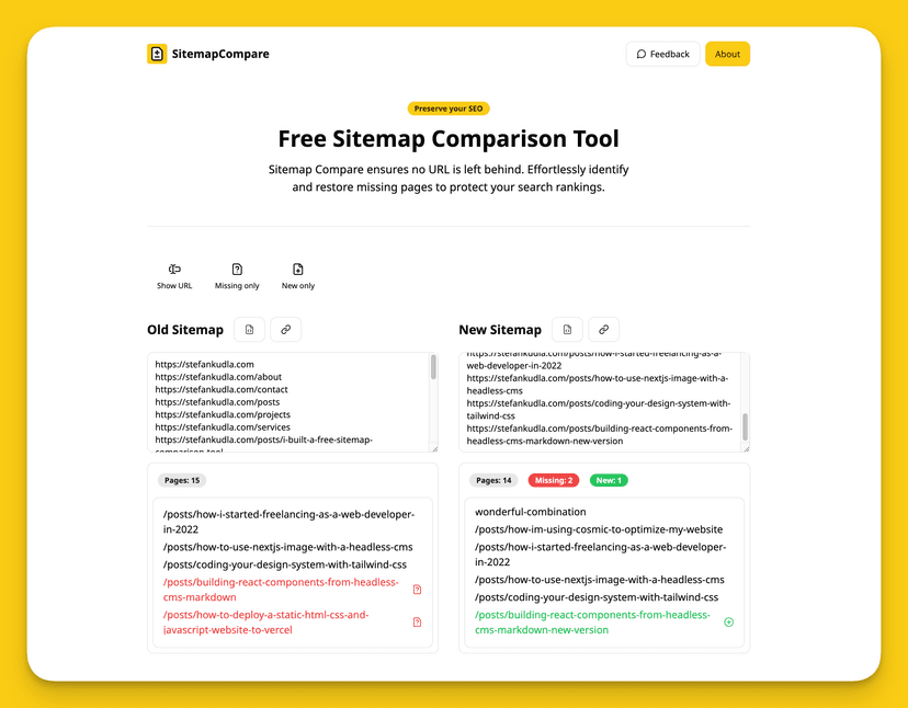 Sitemap Compare card image