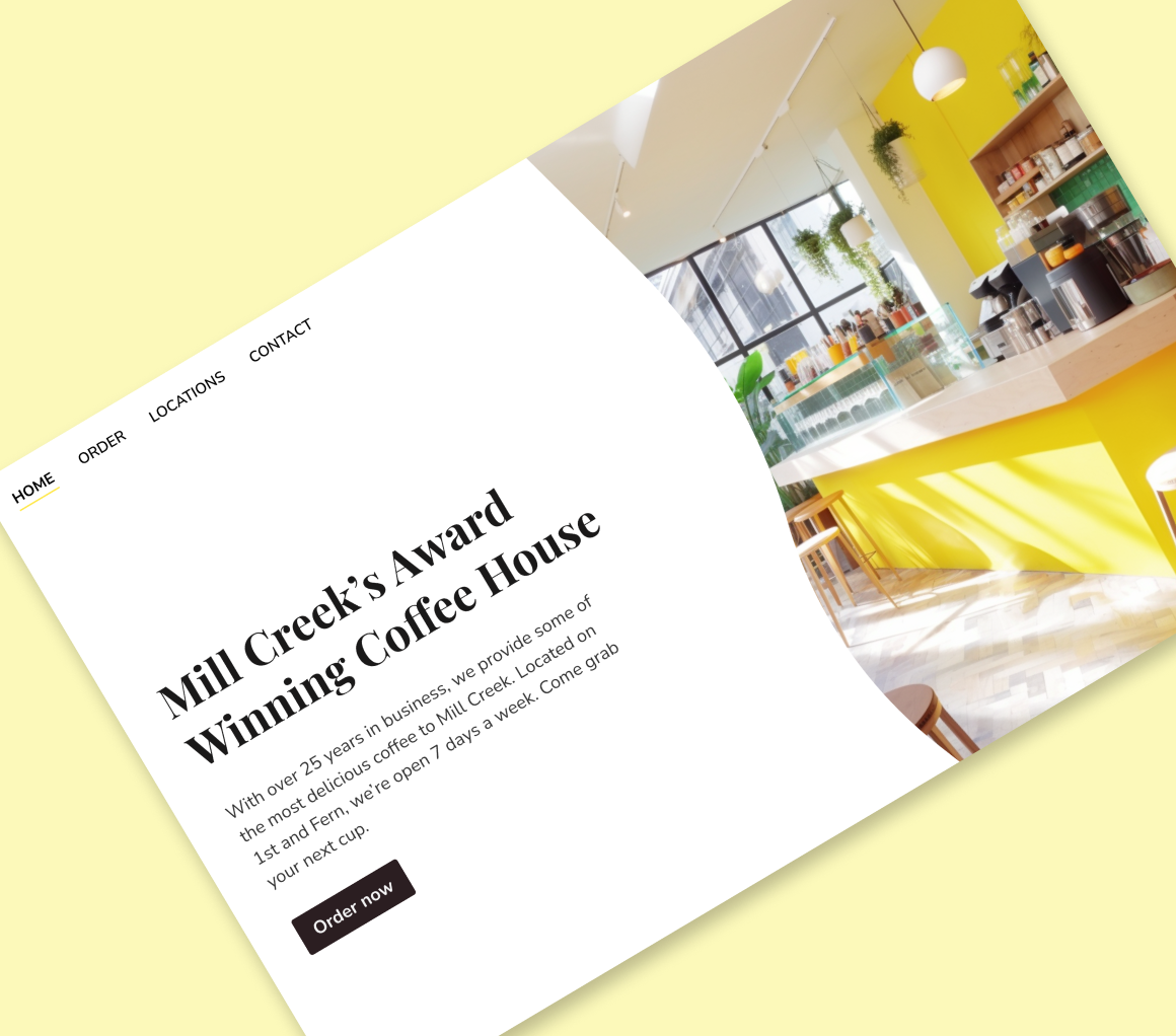 Design mockup of Mill Creek Coffeehouse website by Stefan Kudla